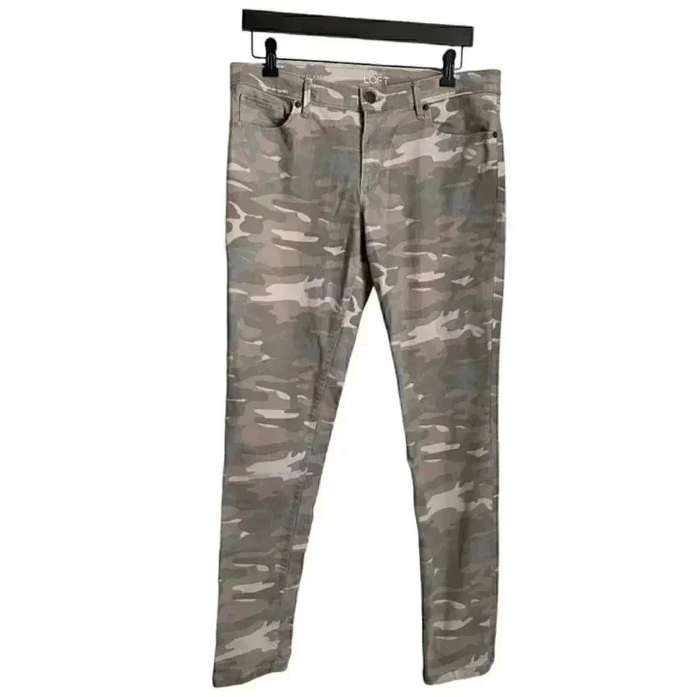 LOFT Gray Camouflage Skinny Jeans